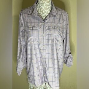 Eddie Bauer lavender, Yellow and green Casual Button Down Shirt classic fit